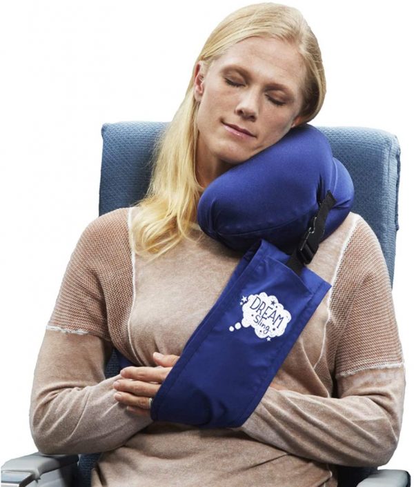 Dream Sling Travel Pillow - First Neck Pillow with an Arm-Sling! Supports The Head, Body, and Arms, Providing The Leaning Support. Perfectly Balanced Sleep System Anywhere! (Navy)