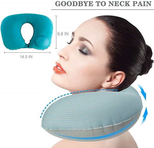 Inflatable Neck Pillow, Fully Adjustable Neck Pillow for Airplane Travel, Car, Bus and Rail Travel Pillow (Gray) - Image 3