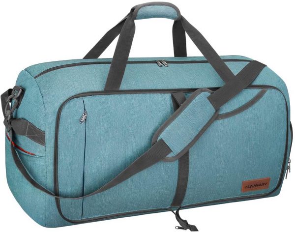 Canway 65L Travel Duffel Bag, Foldable Weekender Bag with Shoes Compartment for Men Women Water-proof & Tear Resistant