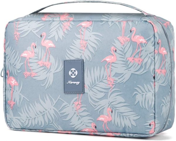Hanging Travel Toiletry Bag Cosmetic Make up Organizer for Women and Girls Waterproof (A-Flamingo)