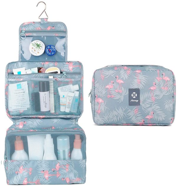Hanging Travel Toiletry Bag Cosmetic Make up Organizer for Women and Girls Waterproof (A-Flamingo) - Image 2