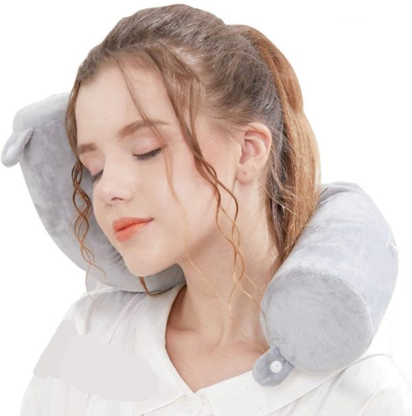Lucear Twist Memory Foam Travel Pillow Neck, Chin, Lumbar Leg Support Traveling on Airplane, Bus, Train at Home(Grey Memory Foam)
